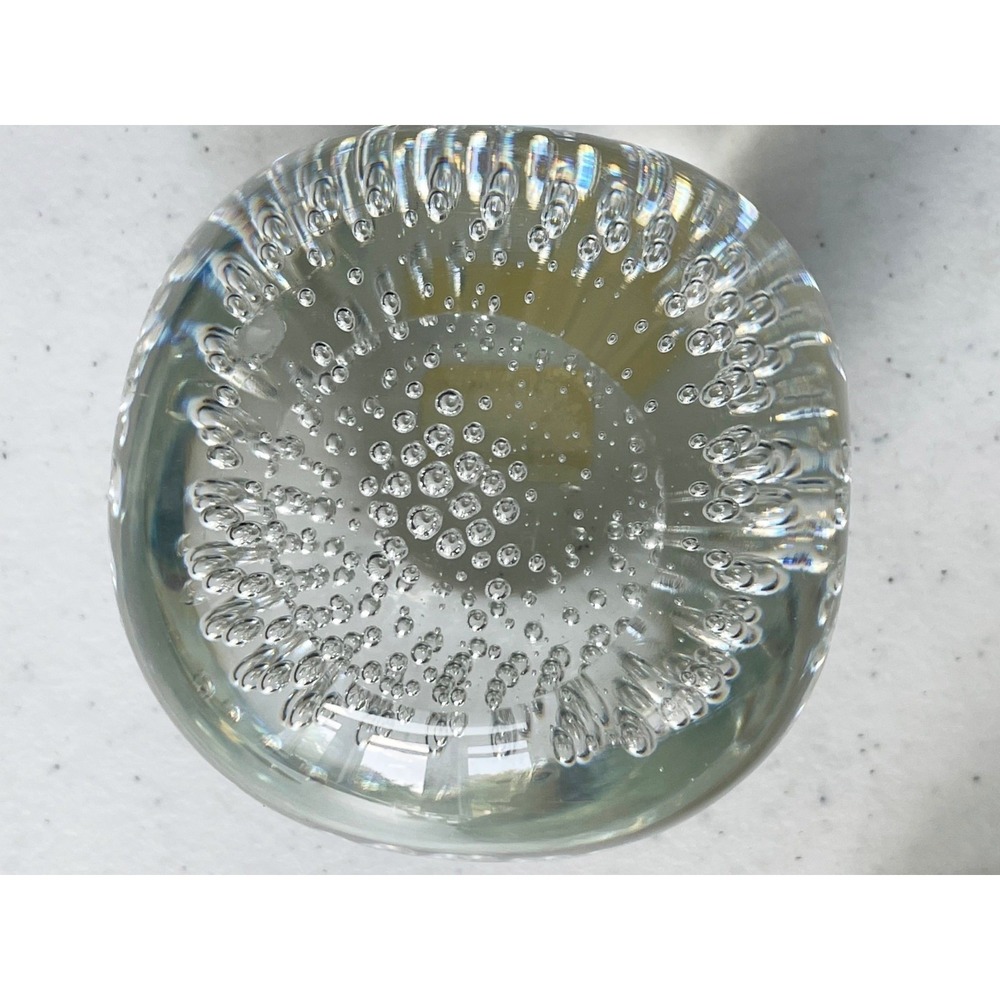 Bubble Clear Glass Paperweight Controlled Bubble Art Vintage 2.75 Inch - Picture 13 of 16